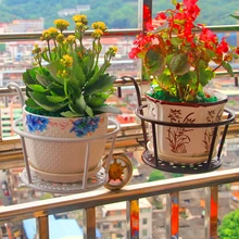 Железная художественная Балконная Цветочная стойка, ограждение для цветов, подвесная Цветочная рама, подвесная корзина, зеленая Laojia