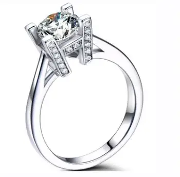 

925 sterling silver ring 1ct Luxury Moissanite ring Creative design 4 claws Wedding Party Anniversary Ring HW English Alphabet