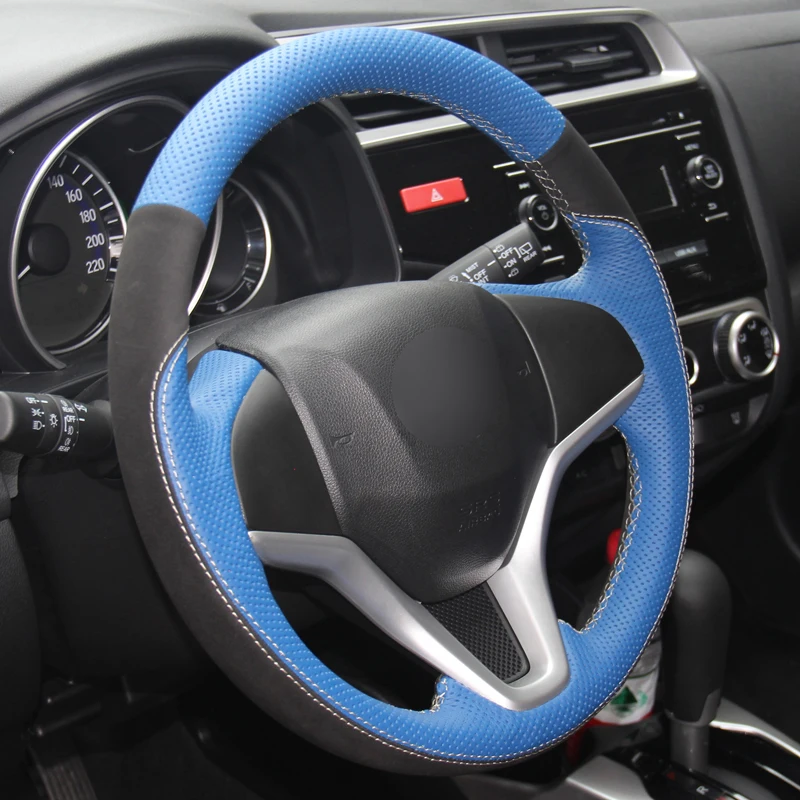 DIY чехол рулевого колеса автомобиля замши для Honda Fit- город- Джаз- HR-V вариабельности сердечного ритма Vezel