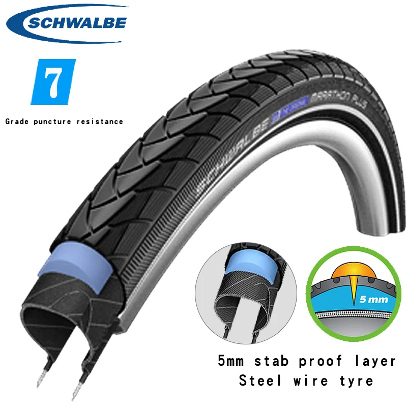 Шины Schwalbe marathon plus 700C со стальной проволокой устойчивые к ударам 700 * 25C 28C 32C 35C 43C