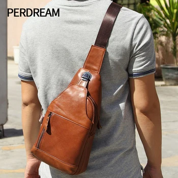 

Men's personalized handmade sports leather chest bag Single Shoulder Messenger Bag Leather leisure business motorcycle men's bag
