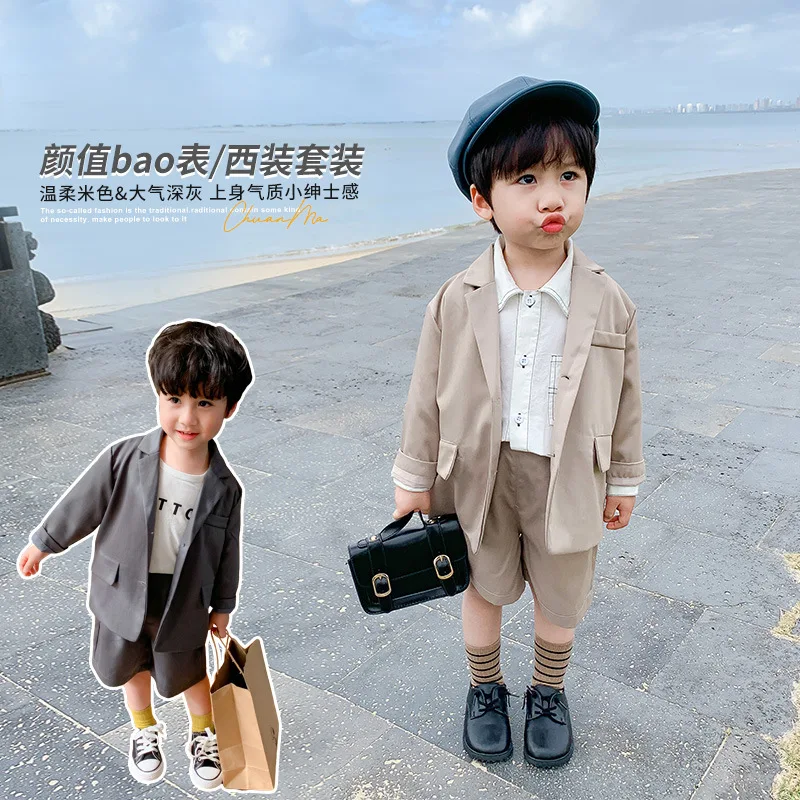 2021 Spring Summer Children's Clothes Suit Baby Boys Coat + Shorts 2pcs ...