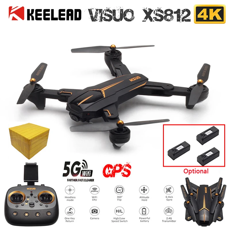 VISUO XS812 Дрон 4K 5G wifi камера gps позиционирование следуем за мной профессиональная