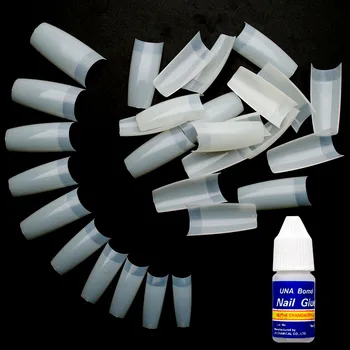 

Nail Tips Half Cover Fake Nails Natural/Clear French Nail Art Artificial Acrylic False Nails Contains Glue Manicure Set JZJ3024
