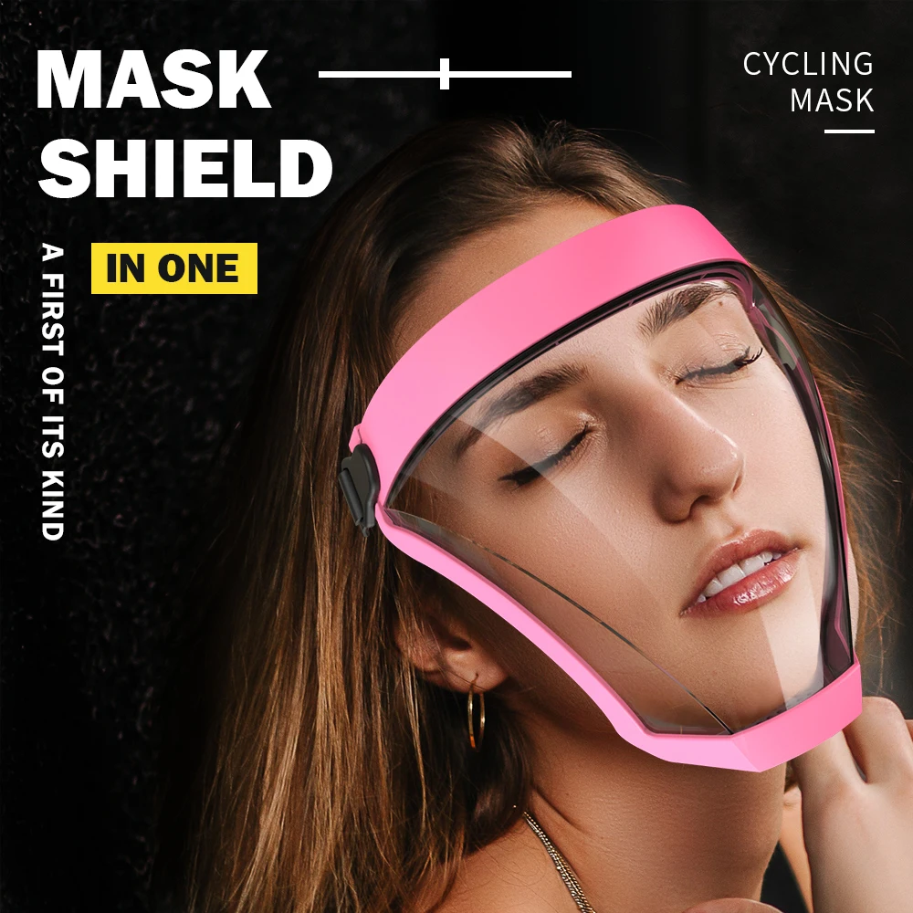 PE Full Face Shield Reusable Mask For Men Women's Face Mask Protective 3D Clear Removable Washable Cycling Mask Black