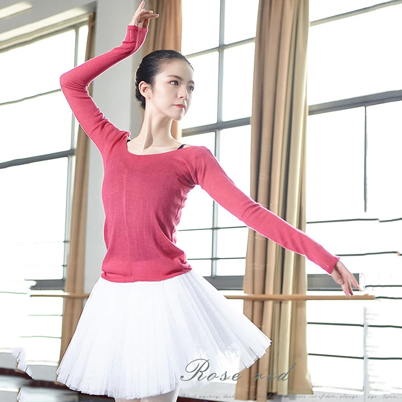 

150cm-175cm Adult Women Dancewear Ballet Tops Bailarina Clothing Girls Dance Knitted Sweater Female Autumn Winter