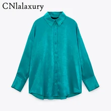 Za Woman 2021 Autumn Fashion Shirt Solid Silk Satin Long sleeve Blouses Loose Single-breasted Tops Casual Chic Female Clothing