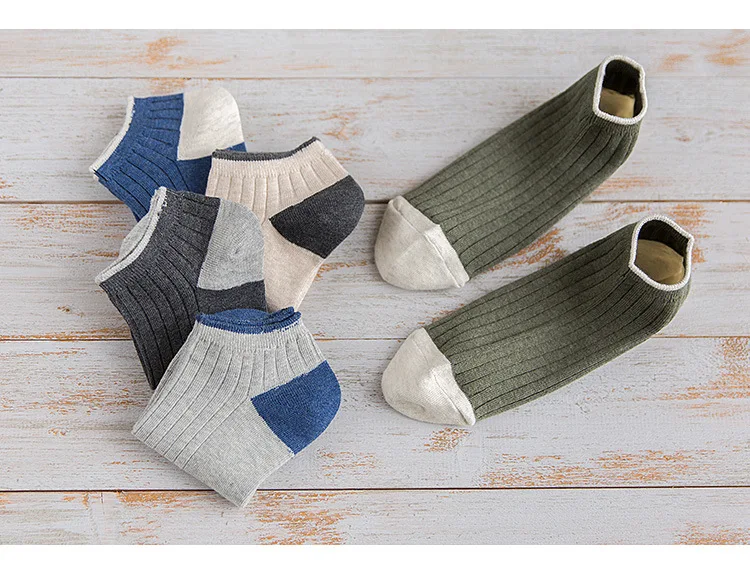 Stripe Men Color Matching Sock Cotton Compression Boat Socks Korean Funny Novelty Streetwear Trendy Casual Fashion Calcetines