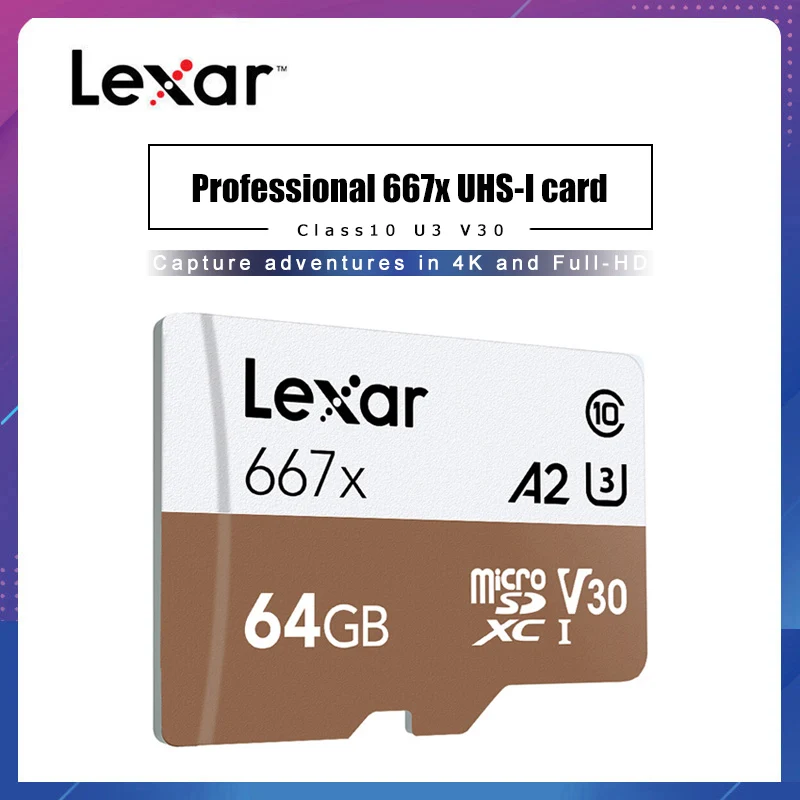 

Lexar Professional Memory Card Up To 100MB/s Micro SD Card 667x C10 256GB TF Card 128GB Free Adapter for Drone Sport Camcorder