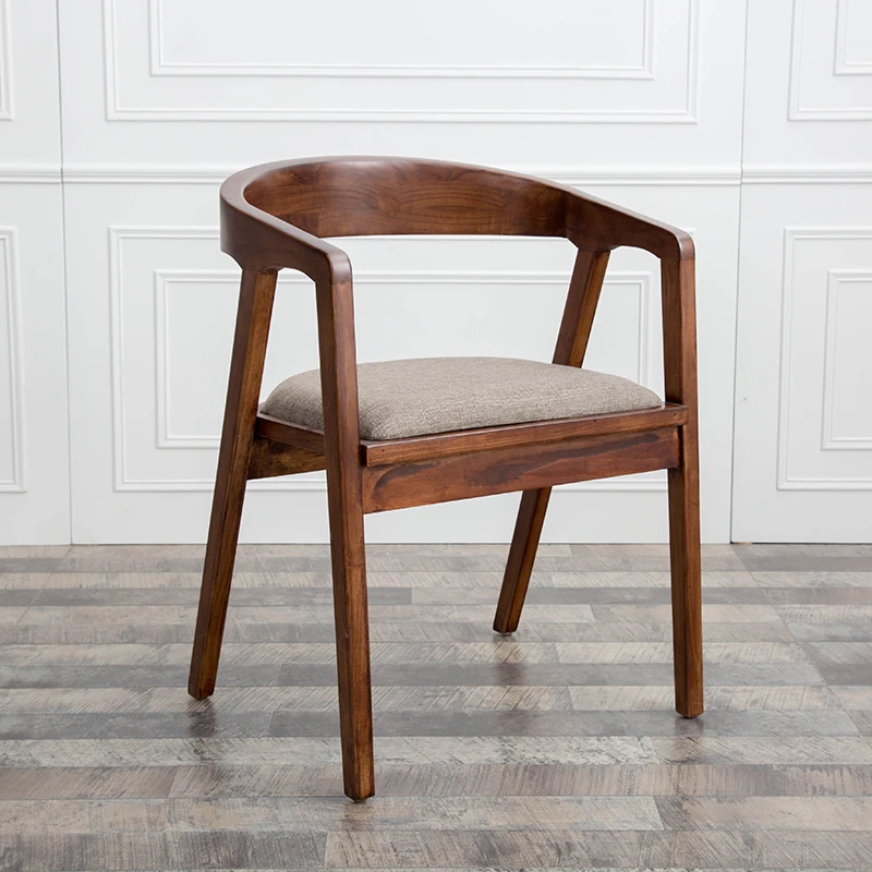Nordic solid wood dining chair iron art simple computer desk coffee shop leisure president back office chair|Стулья для кафе| |