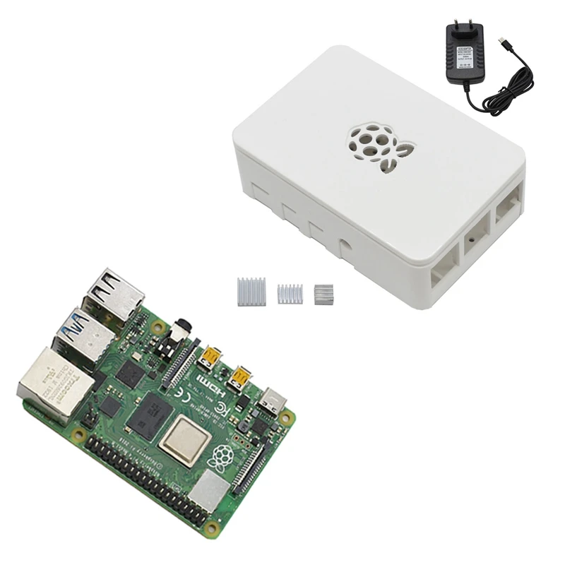 Для Raspberry Pi 4 Модель B ABS чехол 4G Оперативная память DIY Kit с белым радиатора 5V 3A Мощность адаптер для Raspberry PI 4B