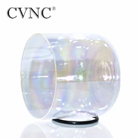 CVNC 6 Inch Natural Cosmic Light Alchemy Clear Quartz Crystal Singing Bowl 432Hz for Healing with Free Suede Mallet and O-rings
