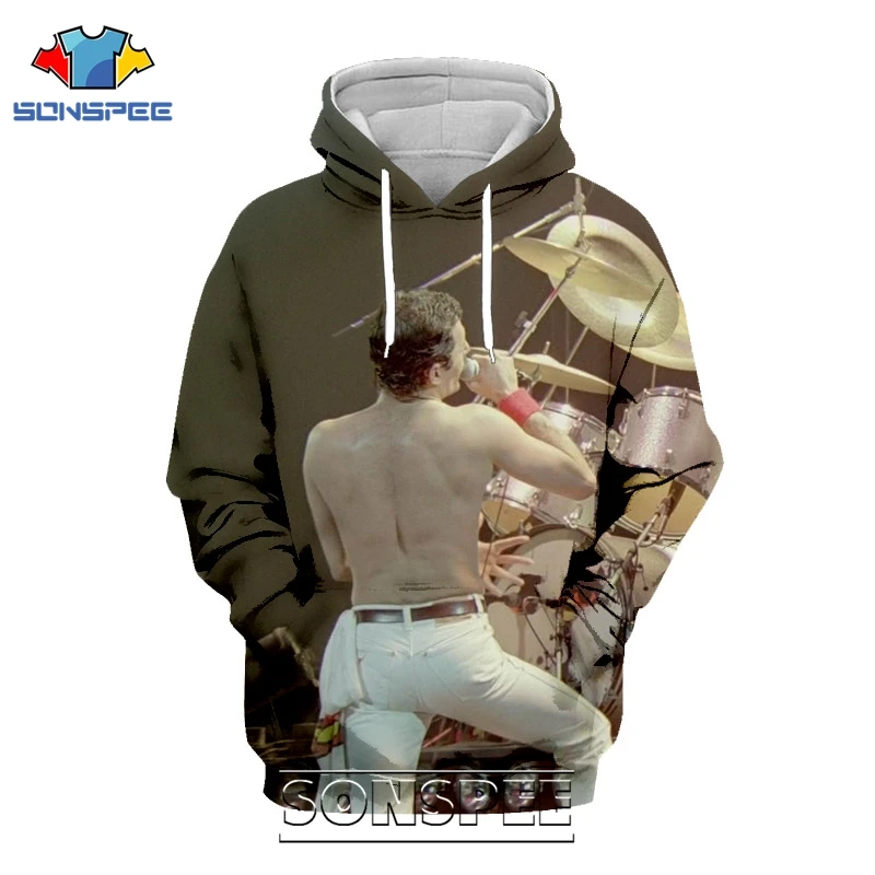 SONSPEE 3D Print Freddie Mercury Hoodie Men Women Casual Rock Coat Streetwear Hip Hop Pullover Tops Legend Singer Sweatshirt (2)