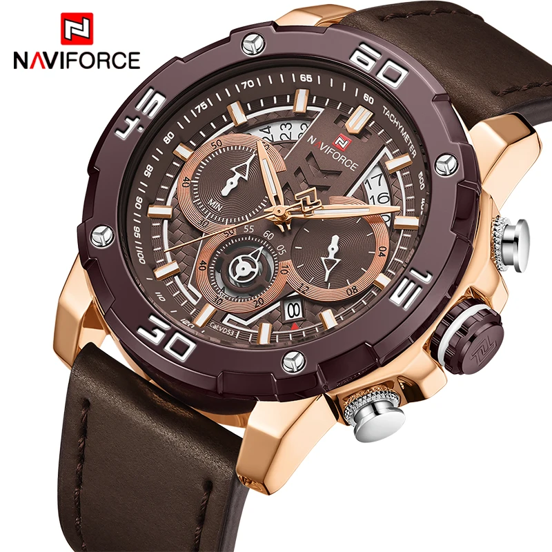 Мужские наручные часы NAVIFORCE водонепроницаемые кварцевые из нержавеющей стали с