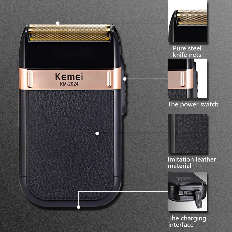 Kemei бритва триммер для бороды Мужская электрическая бритва Влажная и сухая моющаяся электробритва перезаряжаемая бритва USB триммер для бороды 4