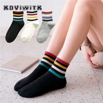 

Colorful Striped cotton Solid socks for women Rainbow Black funny harajuku sock Girls College style Hot Cute Funny Sport art sox