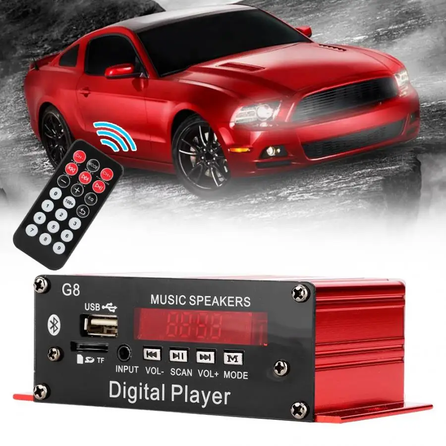 Amplificador G8 HIFI автомобильный Автомобильный Bluetooth DC12V Дистанционное управление Стерео аудио; цифровой усилитель araba aksesuar