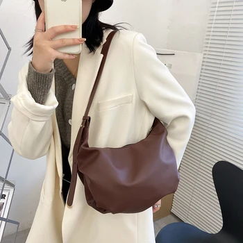 

2021 new Casual Messenger Bag Solid Color Shoulder Dumpling Handbag Female Pleated Totes Fashion Exquisite Shopping Bag