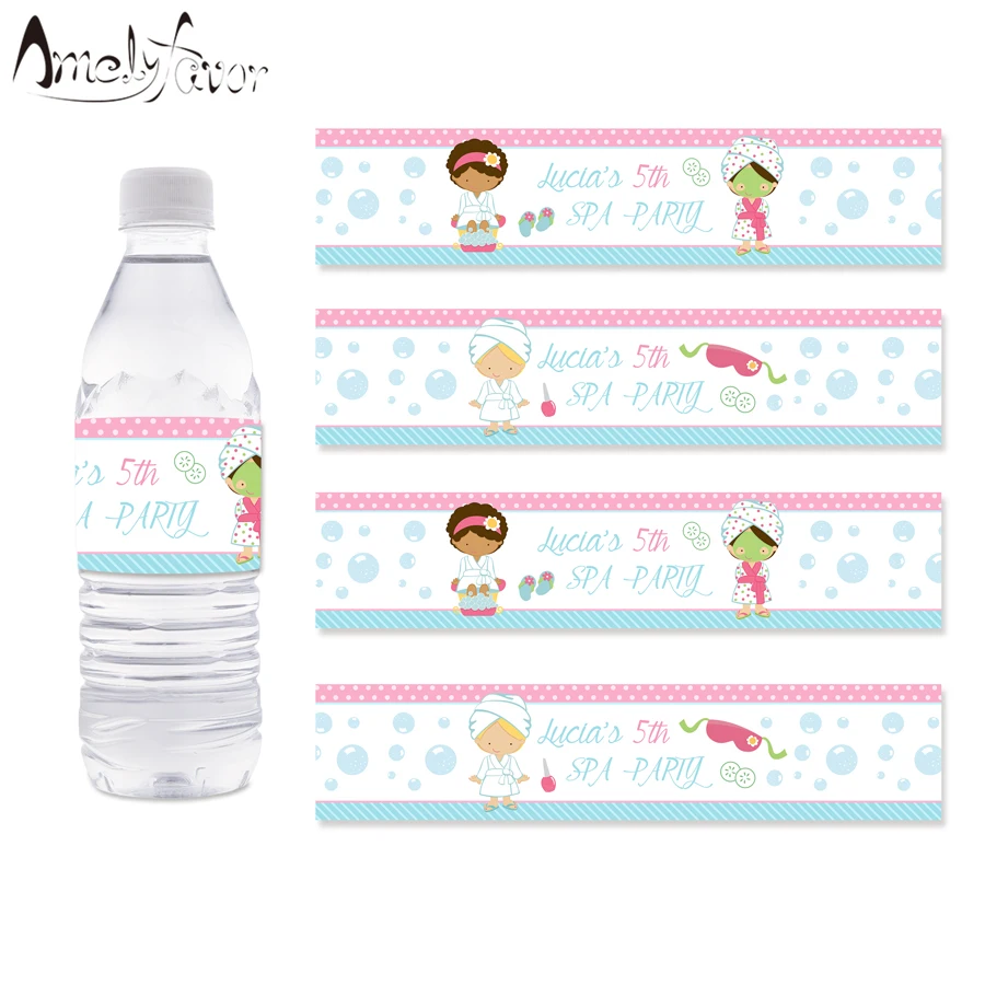

SPA Theme Party Bottle Labels Decoration SPA Sauna Makeup Event Slumber Party Decorations Supplies Personalized Bottle Wrapper