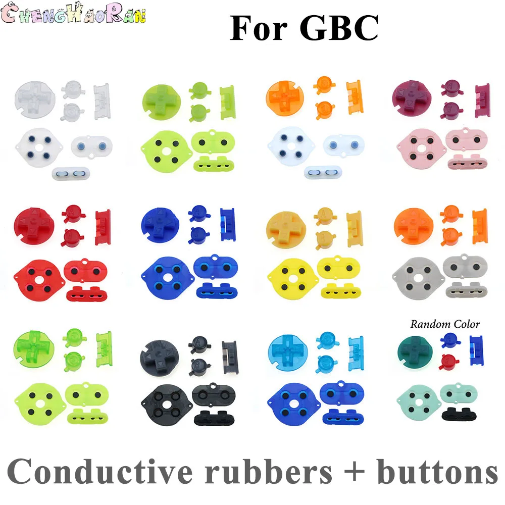 

18colors 1x For GBC Silicone Rubber Conductive Button Colorful Plastic D Pads A B Power ON OFF Buttons Keypads for Gameboy Color