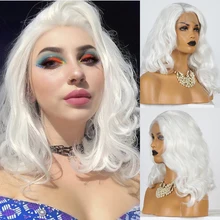 Парики из искусственных волос без шапочки-основы короткий волнистые белый блонд парики для Косплей