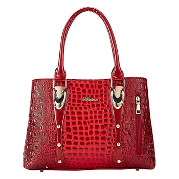 

New patent leather crocodile pattern ladies handbag 2020 fashionable multi-layer female bag