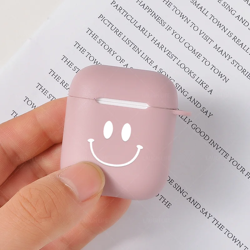 Простой чехол с ромашками и смайликами для Apple Airpods 2 1, ударопрочный чехол кораллового розового цвета, классный чехол s Для Air pods для Air pod, чехол
