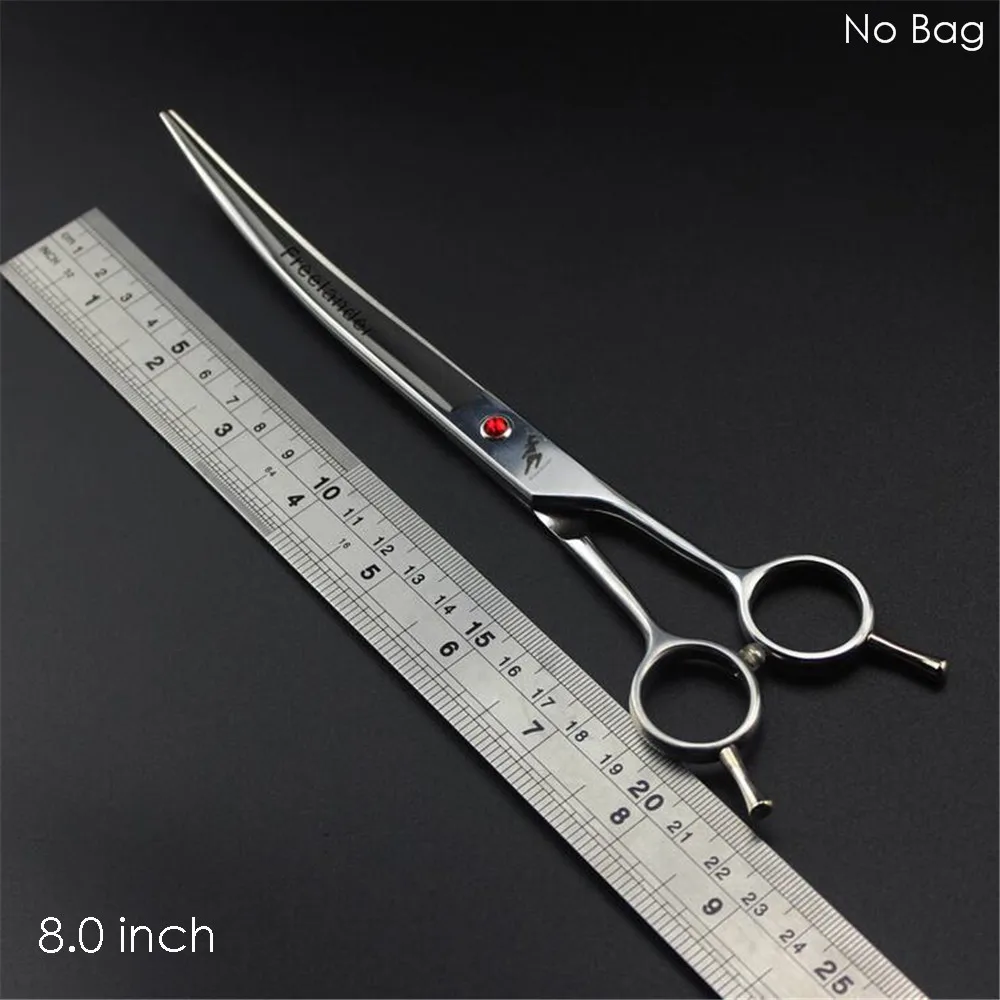 8 inch No Bag 6/7/8/9 дюймов изогнутые ножницы Профессиональный кошка собака ножницы для домашних животных Уход за лошадьми ножницы для стрижки волос Япония 440C Животные стрижка Инструменты - Цвет: 8 inch No Bag