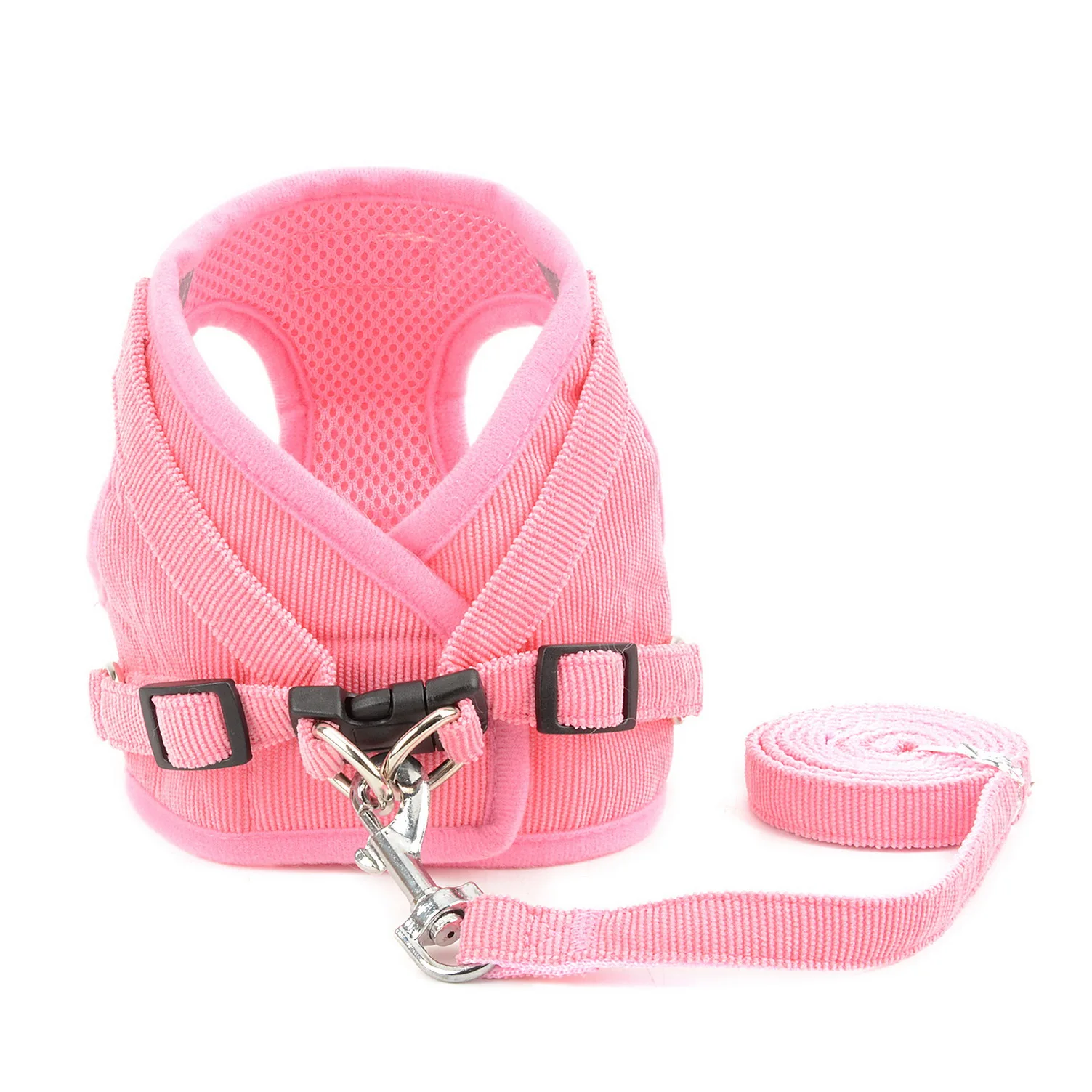 Reflective No Pull Small Dog Cat Harness and Leash for Walking Corduroy Escape Proof Soft Mesh Padded Puppy Step-in Harness