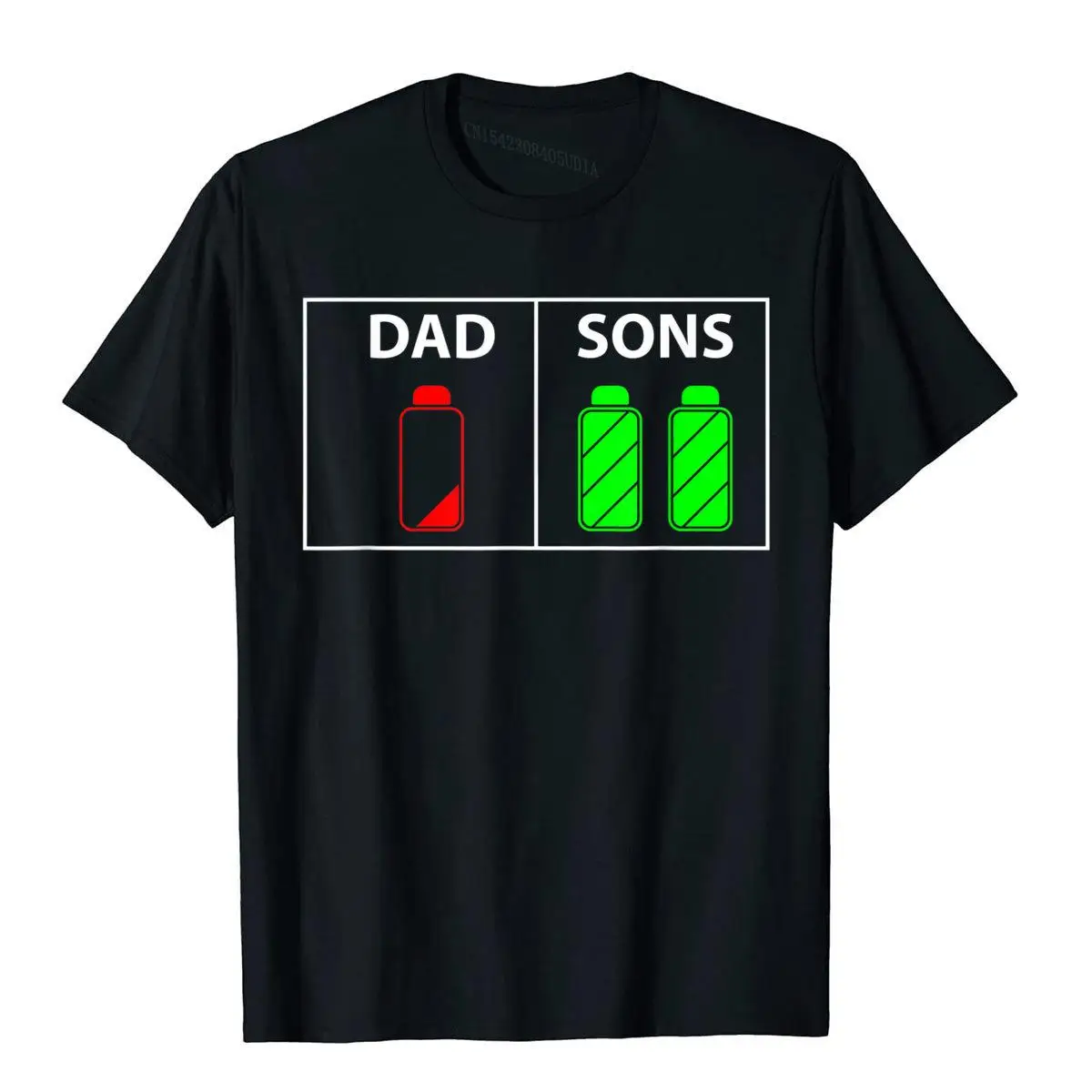 Mens Dad of Two Sons Shirt Funny Low Battery Father's Day Gift__B7196black