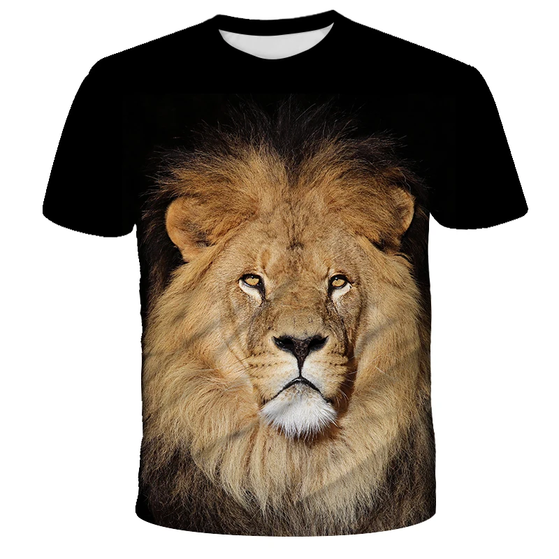

2020 personalized lion men's T-shirt 3D printed short-sleeved t-shirt male summer hip-hop o-collar casual T-shirt top