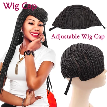 

Adjustable 1pc Cap Cornrow Wig for Making Braid Synthetic Wig Adjustable Strap Black Color Glueless Cap Cornrow Brading Crochet