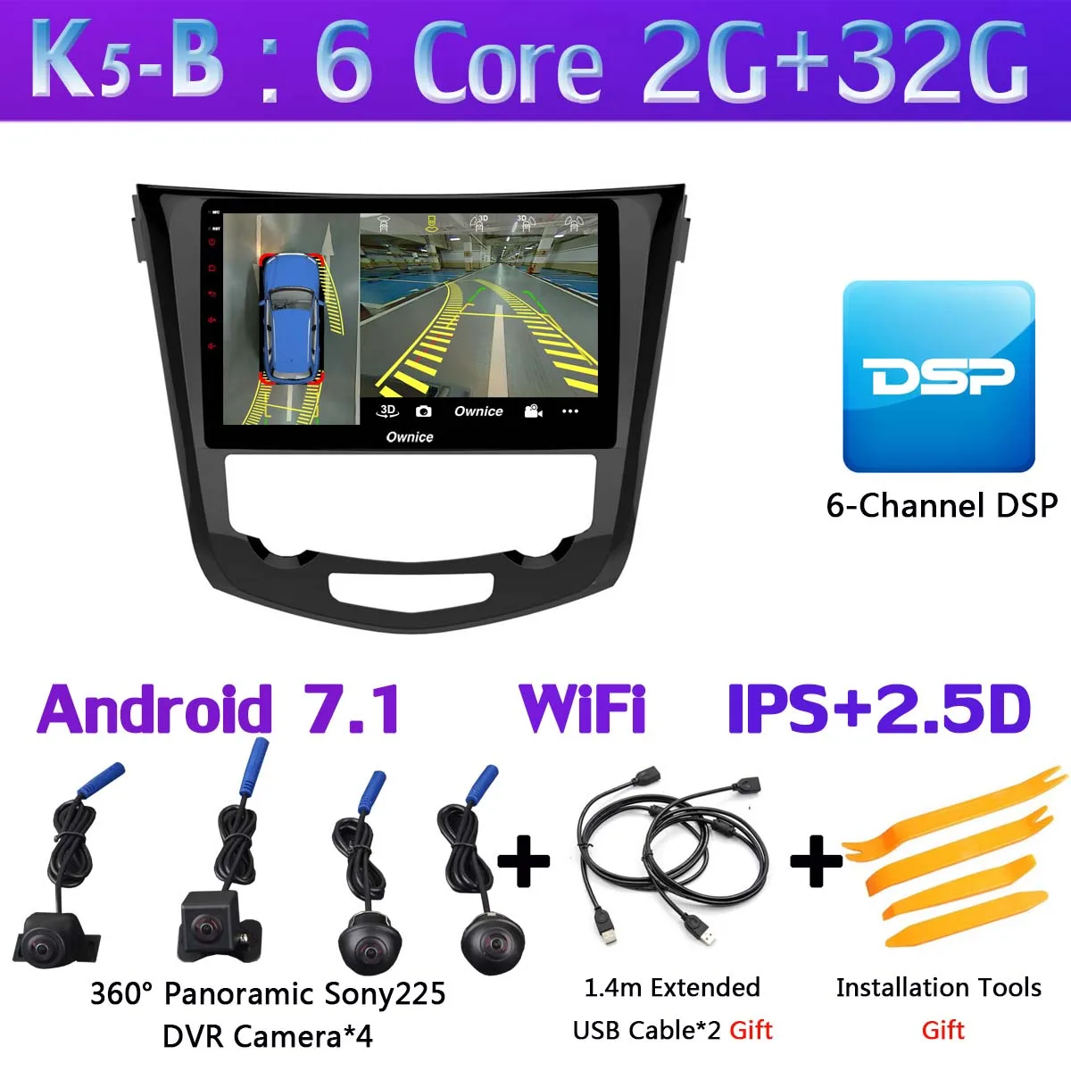360°Camera 4G+ 64G Android 9,0 Автомобильный мультимедийный радио для Nissan X Trail X-Trail 2013 gps DSP CarPlay - Цвет: K5-B
