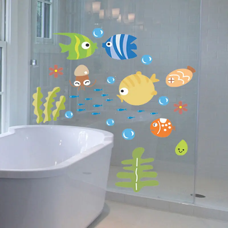 

Ocean Sea Fishes Bubbles Wall Stickers Mural Decal For Kids Bathroom Decor DIY