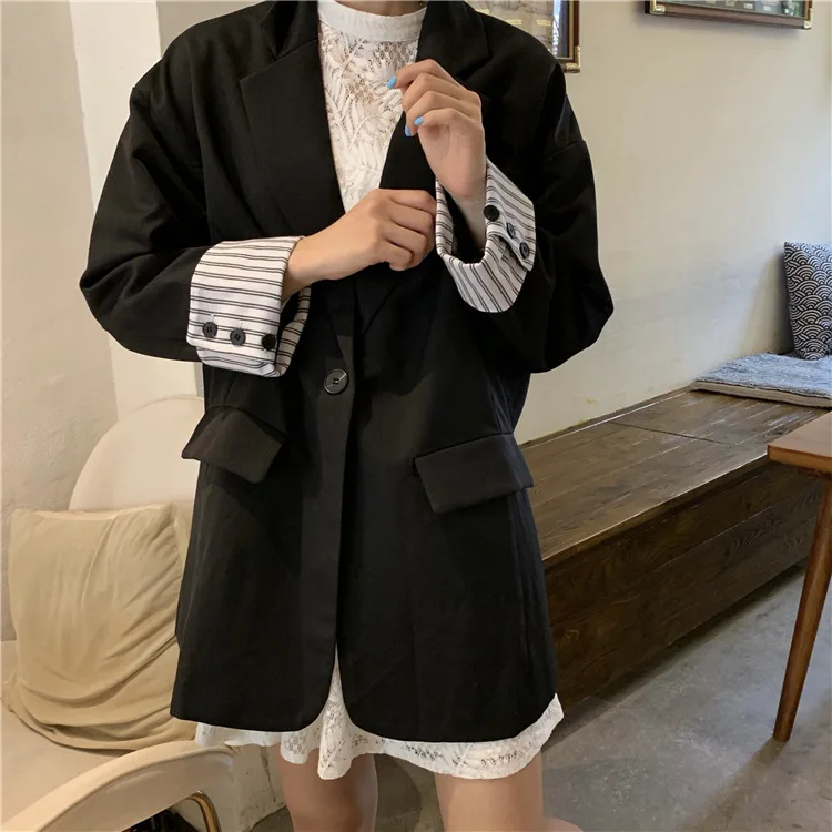 

Photo Shoot 2019 Autumn New Style Elegant British Style Versatile Cuff Joint Suit Jacket Women's