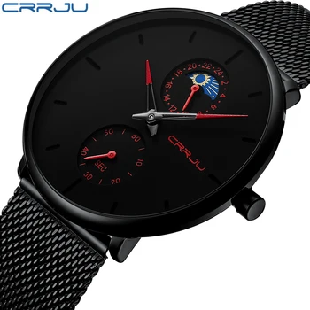 

Top CRRJU Men Watches Brand Fashion Business Luxury Quartz Mens Watch Sports Waterproof Men’s Wristwatch Clock Relogio Masculino