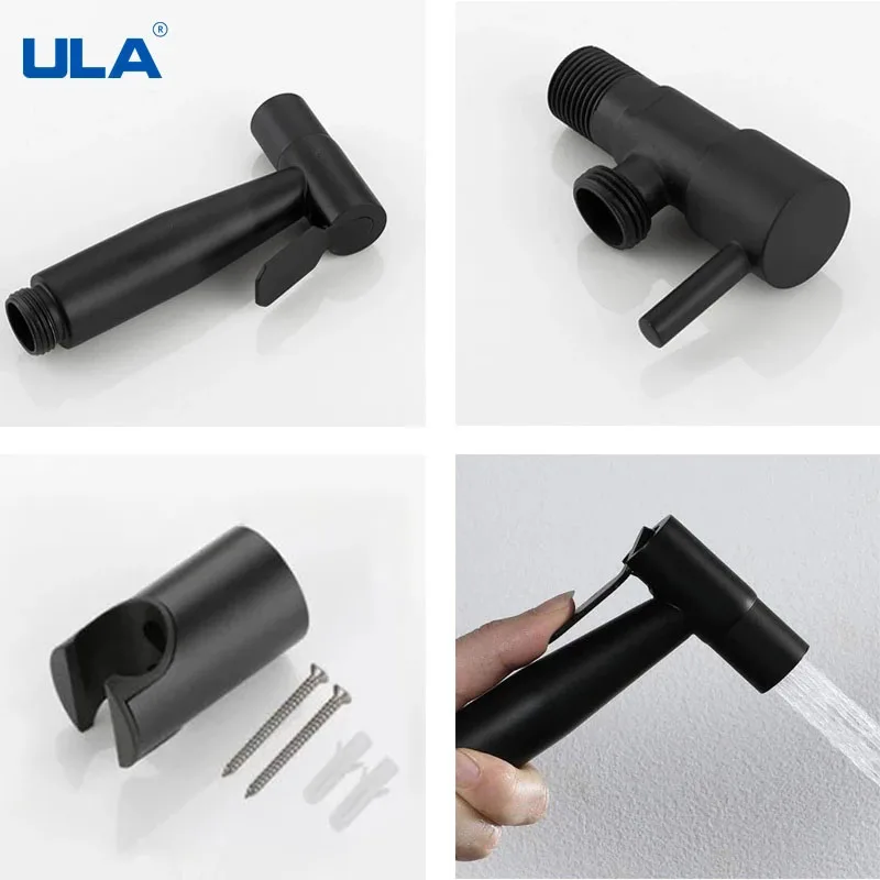 ULA Black Bidet Faucet Hand Protable Toilet Bidet Sprayer Stainless Steel Toilet Bidet faucet Bathroom Shower Head Self Cleaning 5