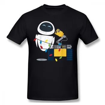 

Pixar Wall-E Eve Christmas Light Wrap Homme T-Shirt WALL E Animated Science-fiction Romance Film Cotton Oversized Short Sleeve