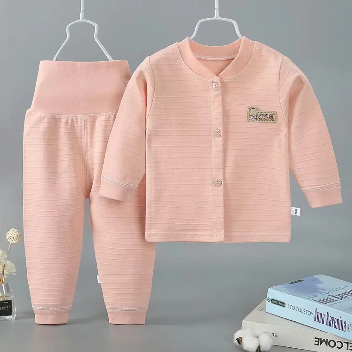 Spring Autumn Children's Sleepwear Suits Pullover Tees Pants 2-Pieces Set Pyjama Clothes Stripe Baby Kids Boy Girl Pajamas 0-4Y cute pajama sets	 Sleepwear & Robes