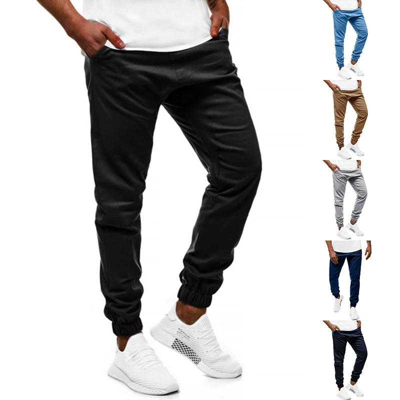 Ouma Ebay2019 осенние новые стильные мужские однотонные трендовые универсальные повседневные спортивные брюки K52