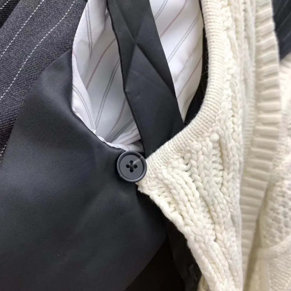 2019FW, высокое качество, женский роскошный вязаный блейзер из кусков, пальто, женская повседневная куртка, верхняя одежда в полоску, ddxgz2v 11,21