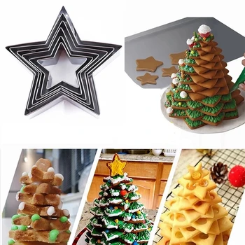 

5Pcs/set Cookie Molds Star Shape Biscuit Cutters Stainless Steel Cake Decoration DIY Pastry Fondant Cutter Baking tools