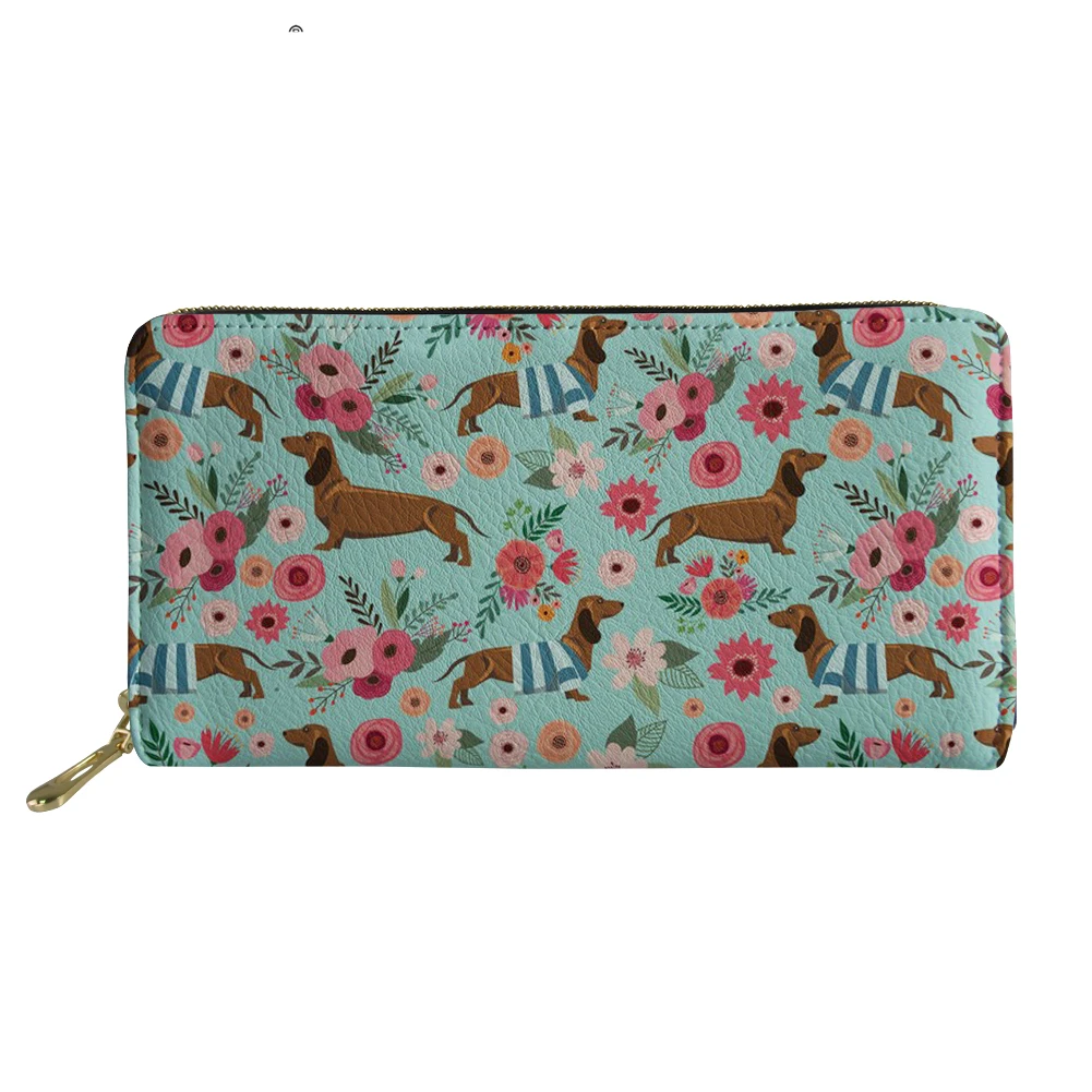 Womens Wallet Long Purse Women Wallets And Purses Cute Dachshund Dog Printing Women's Purse Pu Leather Clutch Bags With Zipper
