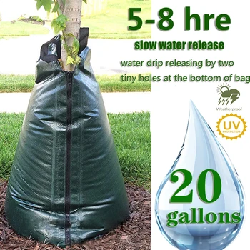 

20 Gallon Tree Watering Bag Drip Irrigation With Zipper Adjustable Slow Release Plants Dark Green Large Garden PVC Tool Hanging