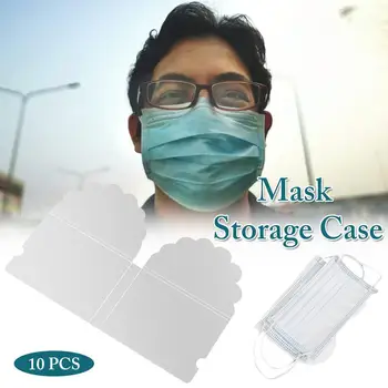 

10PCS Mask Storage Box Foldable Storage Clip Mask Holder Portable Reusable Masks Packaging Box Dustproof Storage Organizer Case
