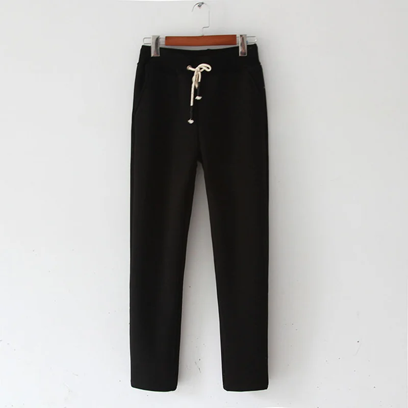 Женские зимние Бархатные спортивные штаны длинные брюки женские Pantalon Femme плюс размер 4XL утепленные овечьи шерсти хлопковые шаровары HK231 - Цвет: black style 2