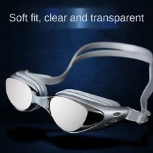 Okulary pływackie HD wodoodporna mgła duża ramka przezroczyste czepek zestaw dla dorosłych i dzieci ochrona oczu gogle pływackie tanie i dobre opinie CN (pochodzenie) racing swimming goggles Unisex