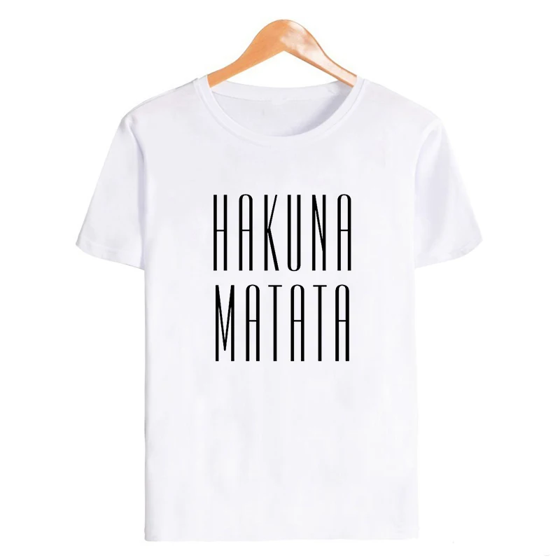 Showtly Hakuna Matata Women Harajuku Ullzang the lion king T-shirt Femme Homme Summer Tshirt Fashion Top Tee Female T Shirt - Цвет: 19bk011-white