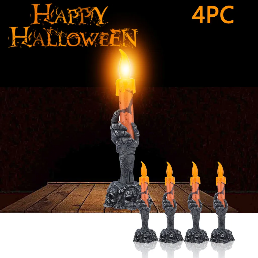 Halloween Skull Skeletal Hand Holder Candle Light Halloween Accessories for home Candle Light Halloween pendant Candle Navidad