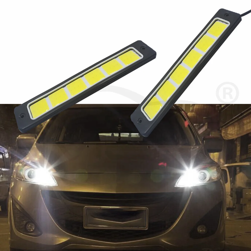 Hviero White COB DRL Silica LED DC 12V 19cm Daytime Running Light DRL Auto External Flexible Lights Waterproof Fog Lamp Car Styling